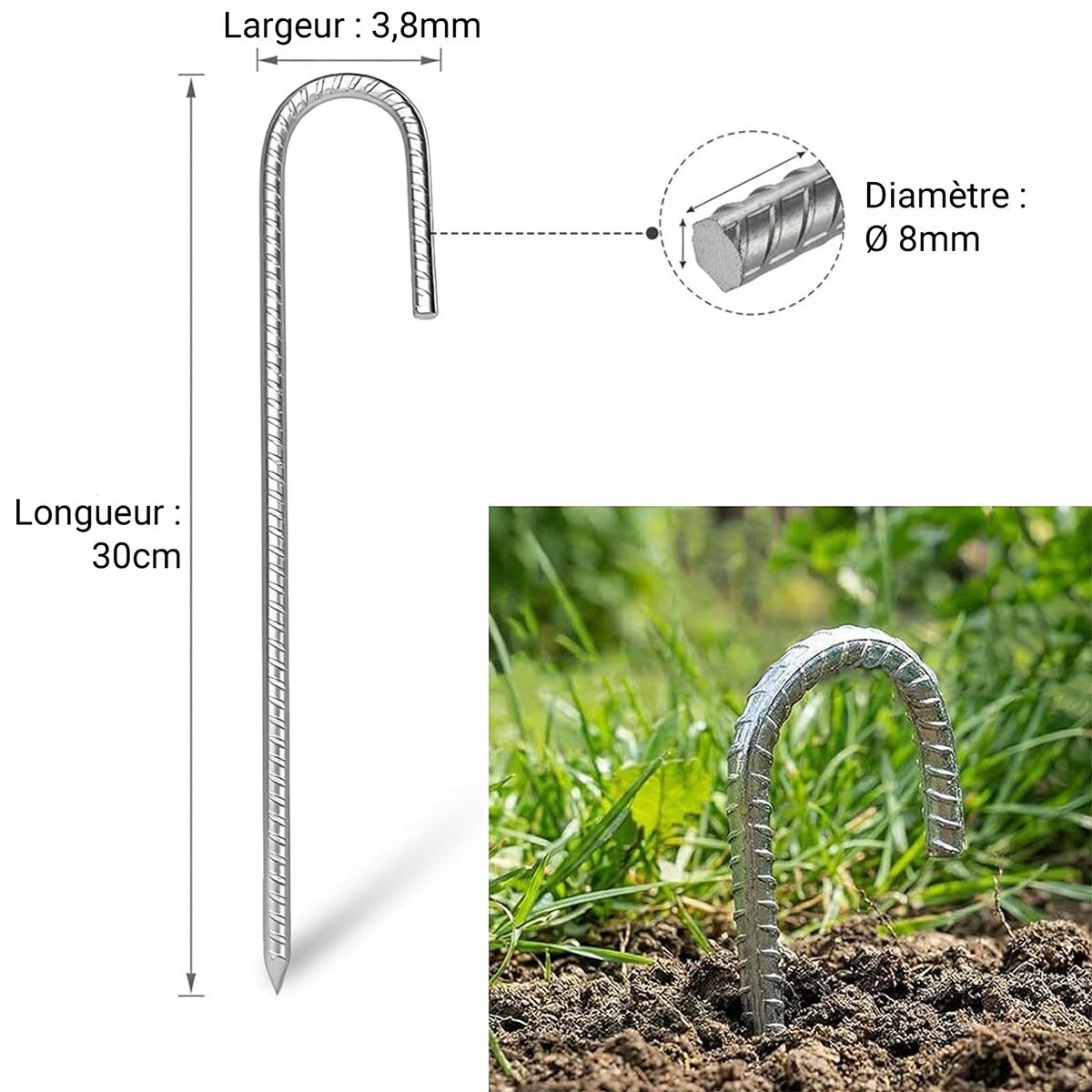 Piquets de fixation pour plaques de chantier (<small>x</small>10 ou <small>x</small>20) – Image 2